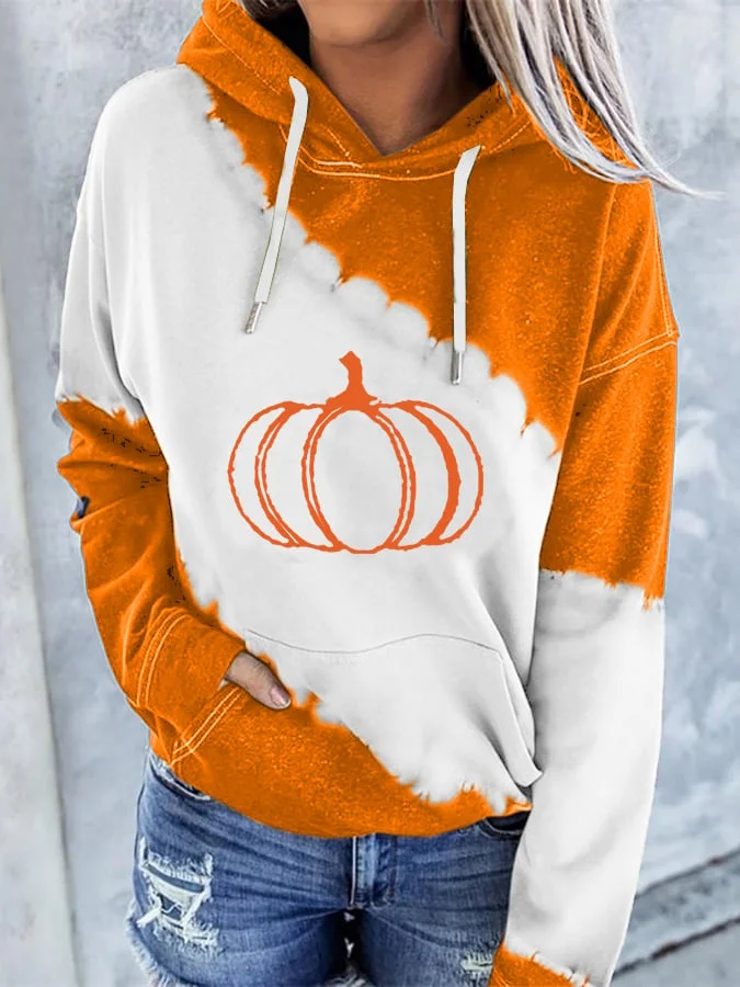 Vintage Pumpkin Print Hoodie