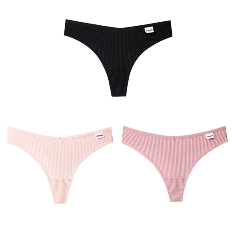 CINOON 3Pcs/Lot V Waist Cotton G-String Thong Panties String Underwear Women Briefs Sexy Lingerie Pants Low-Rise Ladies Intimate