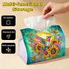 (24cm)Diamond Art Tissue Box Cover DIY PU Desktop Organizer(Sunflowers and birds)