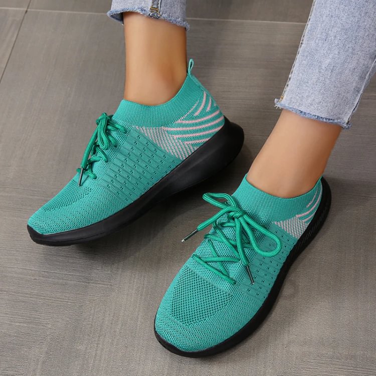 Lace-Up Slip-On Fly Knit Shoes