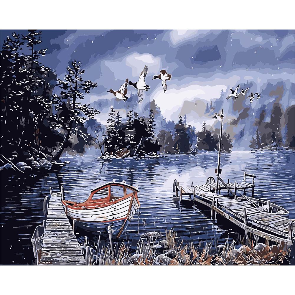 

40*50CM Paint By Numbers-Riverside Geese, 501 Original