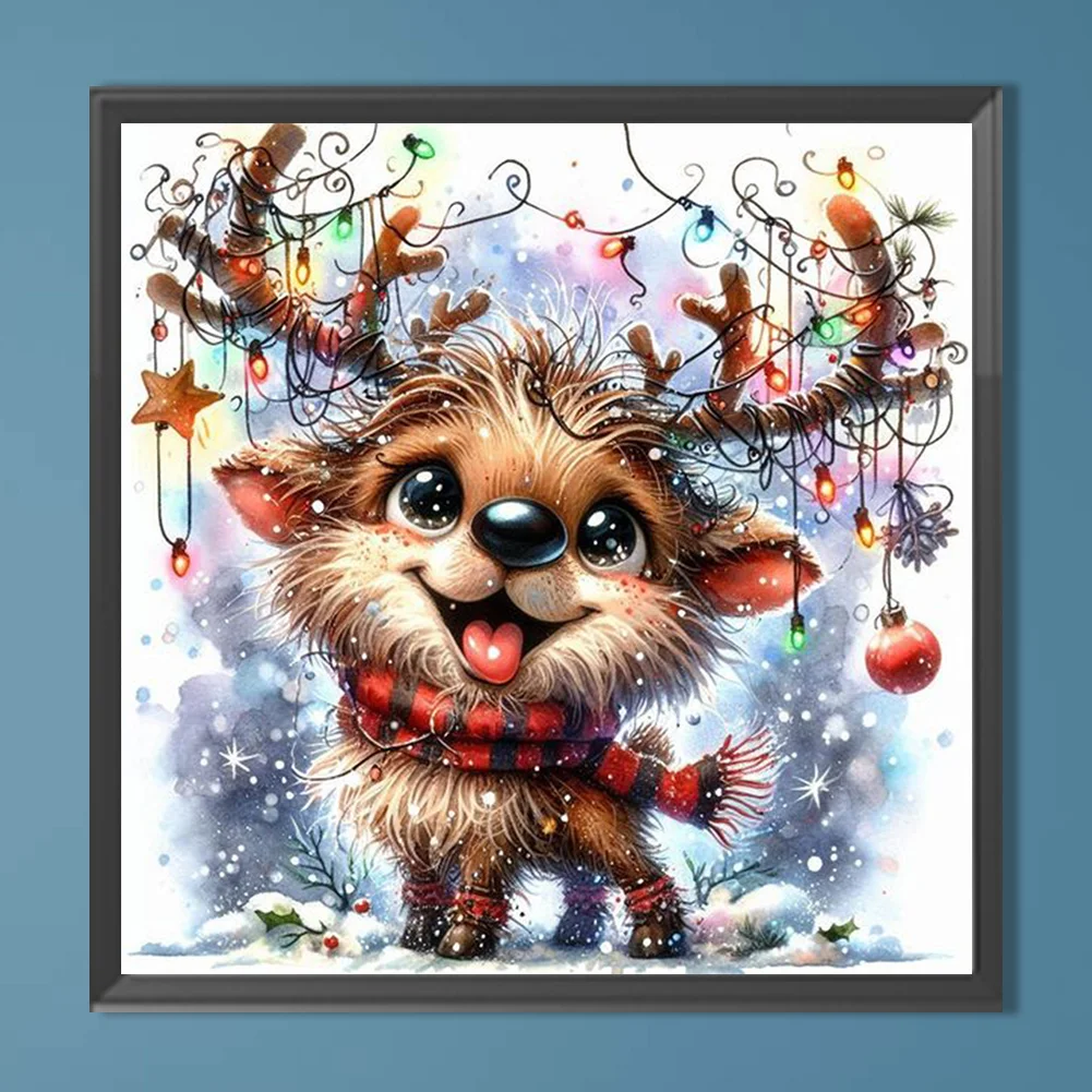 Diamond Painting - Full Round Drill - Christmas Elk(Canvas|30*30cm)