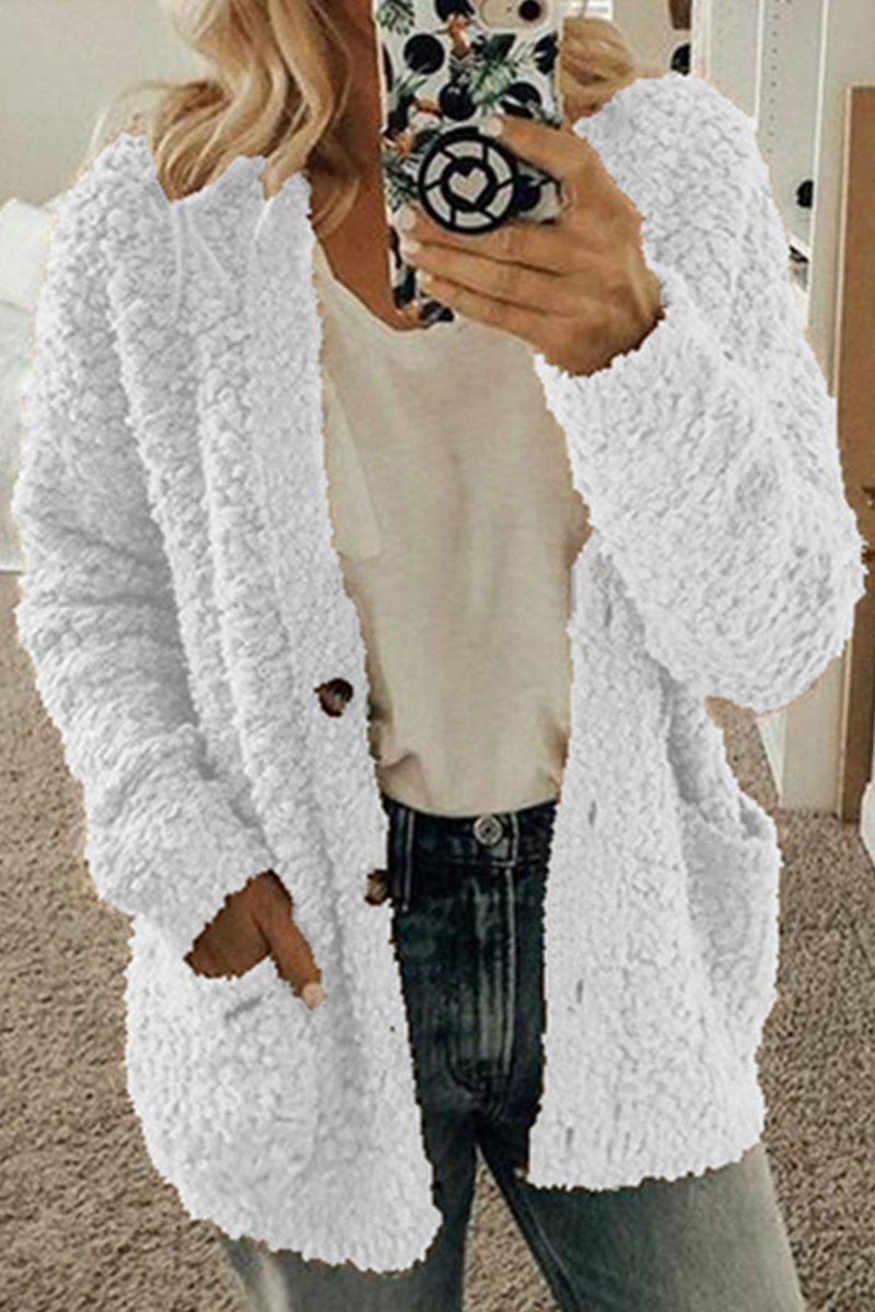Casual Solid Long Sleeve Sherpa Jacket