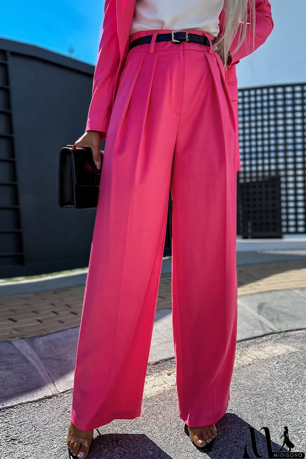 MidiSono - Rose Pleated High Waist Wide Leg Casual Pants