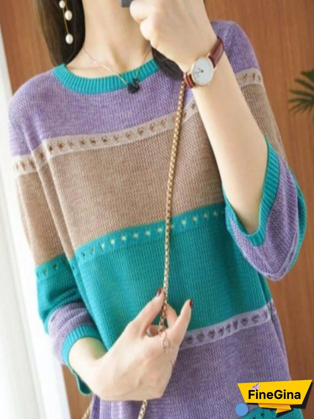 Fashion Tops Women O-Neck T-shirt Knitted Pullover Women Loose Hollow Bottoming Shirt Oversized Sweater Women's Clothing