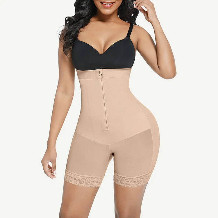 Wholesale Skin Butt Lifter High Waisted Shapewear Shorts With Four Steel Bones Crotch Has Overlapping Parts