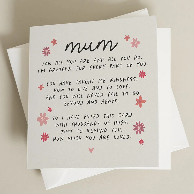 Poem Mothers Day Card, Handwritten Card,Cute Mother Day Card,Mothers Day Gift