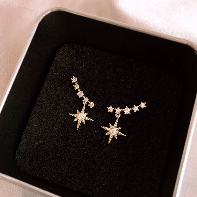 YOY-contracted delicate crystal Star temperament Drop earrings