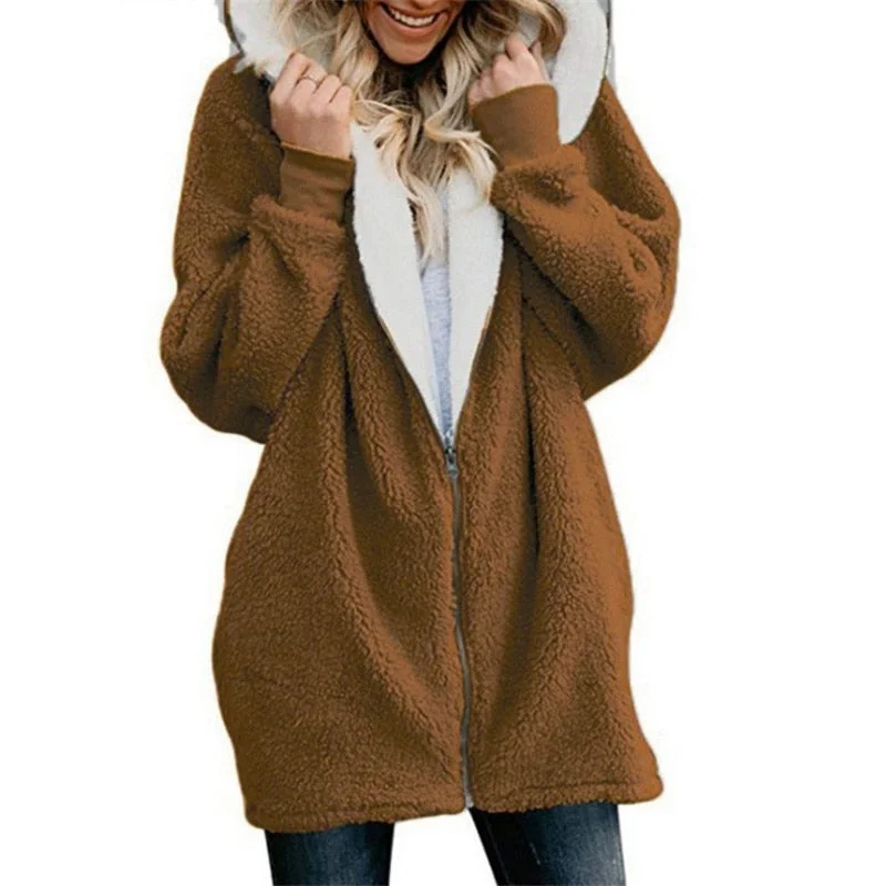 Lamb velvet hooded women long winter jacket 2019 autumn and winter new plus size 5XL warm outwear coat female