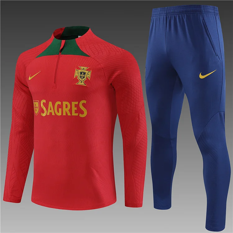 2023-24 Portugal red half-zip training jersey