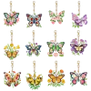 12 St&uuml;cke Schmetterlingsblumen DIY doppelseitiger Diamant-Schl&uuml;sselanh&auml;nger f&uuml;r Erwachsene als Geburtstagsgeschenke