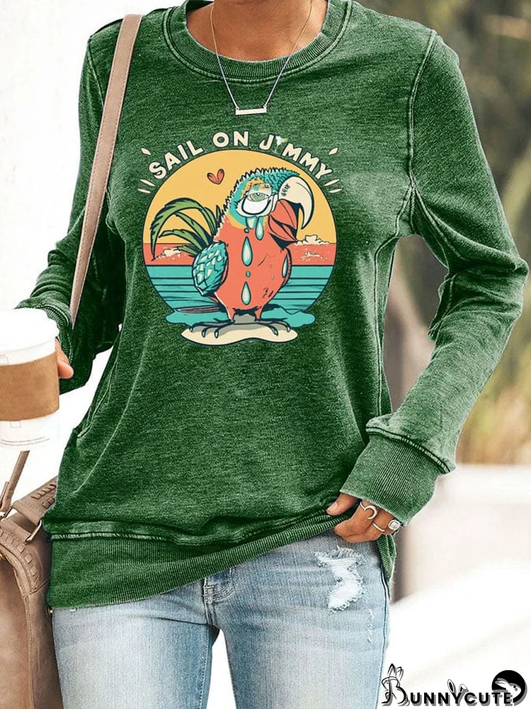 Women's Casual Printed Round Neck Sweatshirt