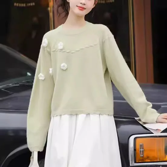 Churchf Churchf Autumn Winter New Soft Waxy Loose Small Sweet Soft Waxy Sweater Female Long Sleeve Knit Sweater Female