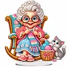 (Grandma)DIY Pearl Diamond Painting Acrylic Stand, Christmas Double-Sided Printed Tabletop Decoration, Special Shaped Diamond Art Craft Kit for Home Decor
