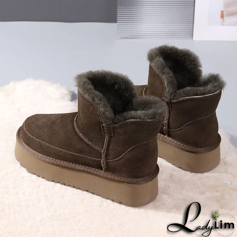 Casual Vintage Artificial Plush Flats Boots Shoes