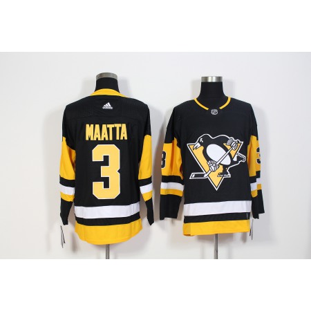 Men's  Pittsburgh Penguins #3 Olli Maatta Black Stitched NHL Jersey