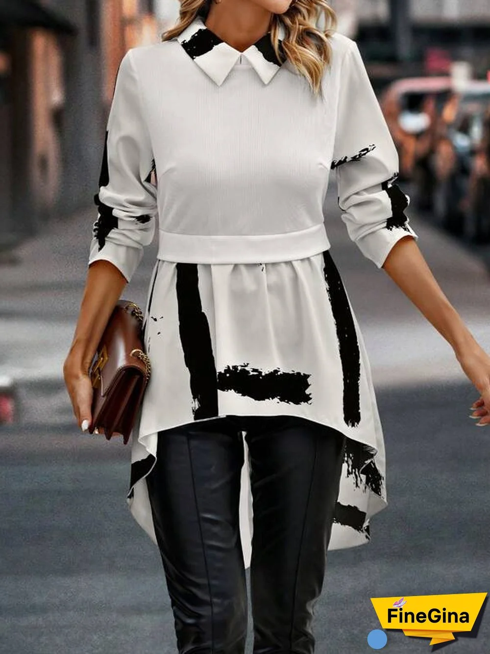 Classy Print Long Sleeve Top