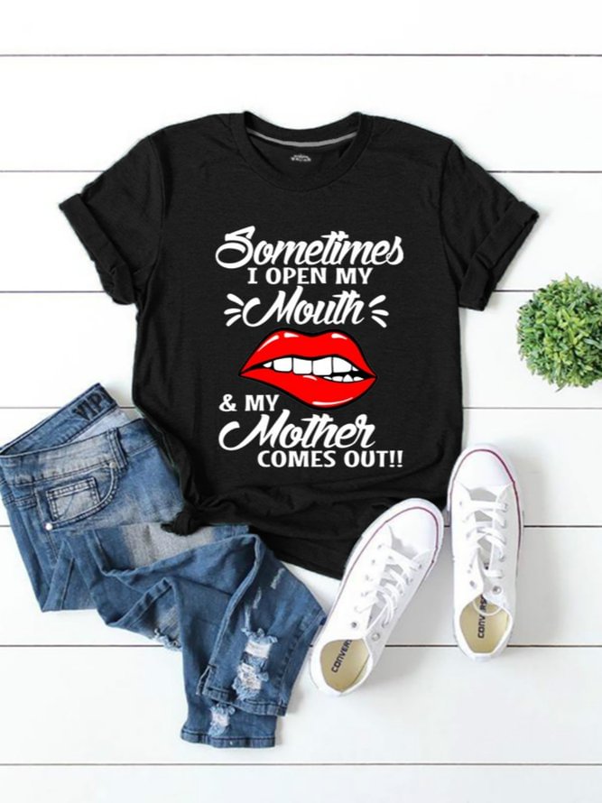 Cotton Short Sleeve Crew Neck Printed Shirts & Tops