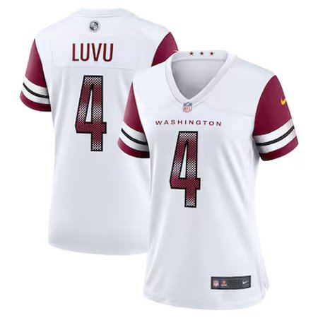 Women's  #4 Frankie Luvu White Washington Commanders Game Jersey