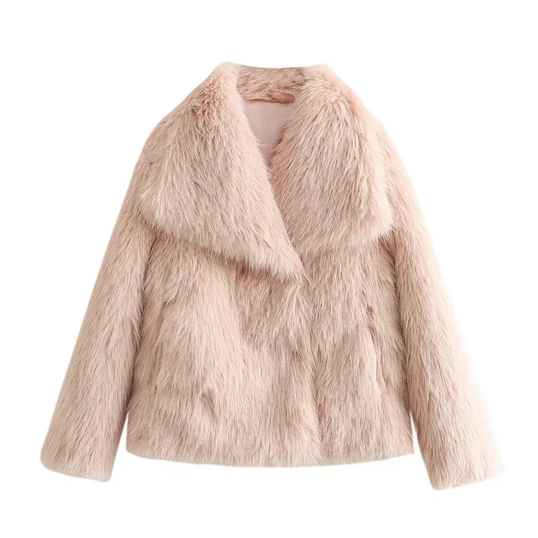 Brownm Artificial Fur Light Fashion Small Slimming Coats