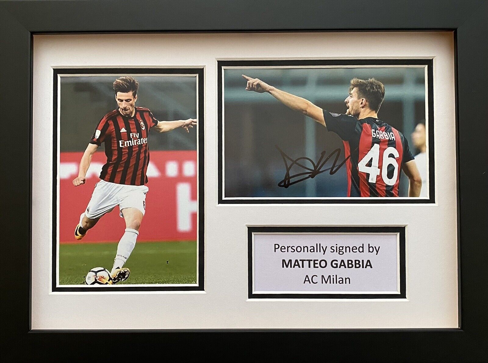 Matteo Gabbia Hand Signed AC Milan Photo Poster painting In A4 Frame Display