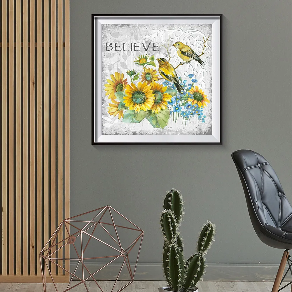 Full Round Diamond Painting 30*30cm - Flowers And Birds