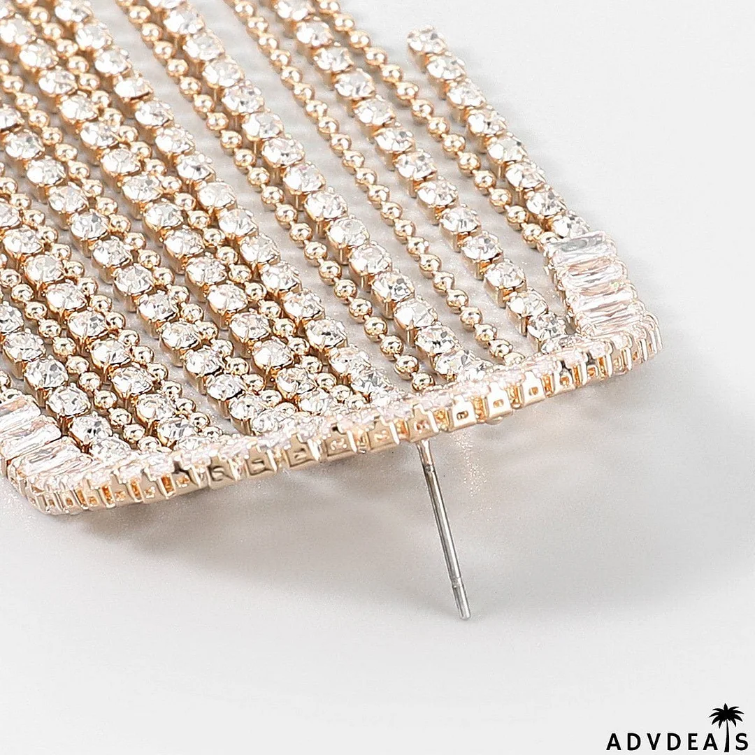 Shining rhinestone fringe earings