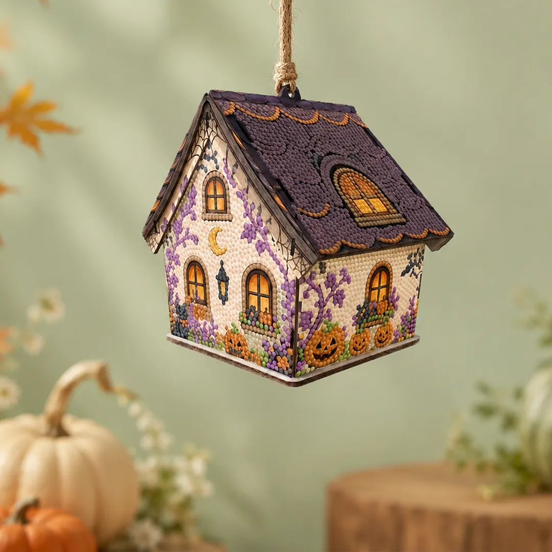 DIY Wooden House Diamond Art Painting Kit for Adults Home (Halloween)
