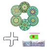 6pcs DIY Anti Slip Green Mandala Coasters Stackable Creative for Tabletop Protection
