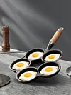 5 Round Holes Egg Frying Pan Cast Iron Omelet Pan for Gas Stove Induction Cooker