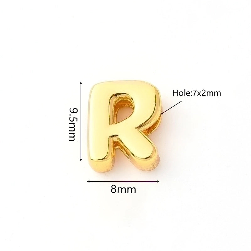 1 Pc/Package 9.5x6mm 9.5×7.5mm 9.5x8mm 7x2mm Copper 18K Gold Plated Letter Bubble Polished Beads