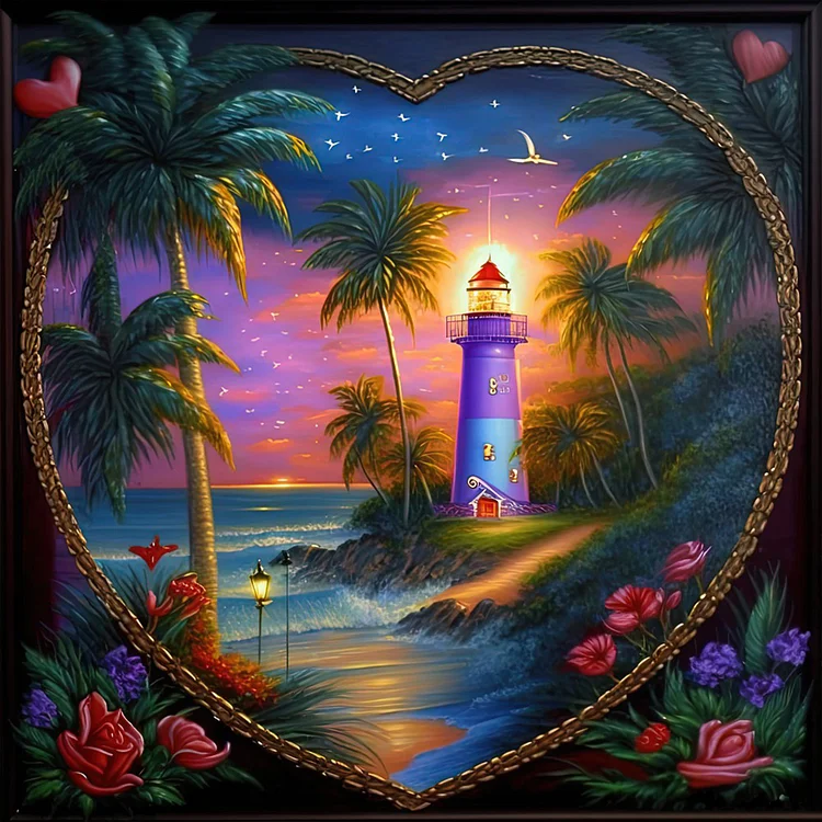 Full Round Diamond Painting - Beach Lighthouse 30*30CM