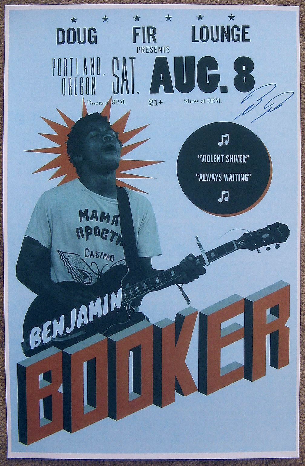 Signed BENJAMIN BOOKER Gig POSTER In-Person w/Proof Autograph Concert