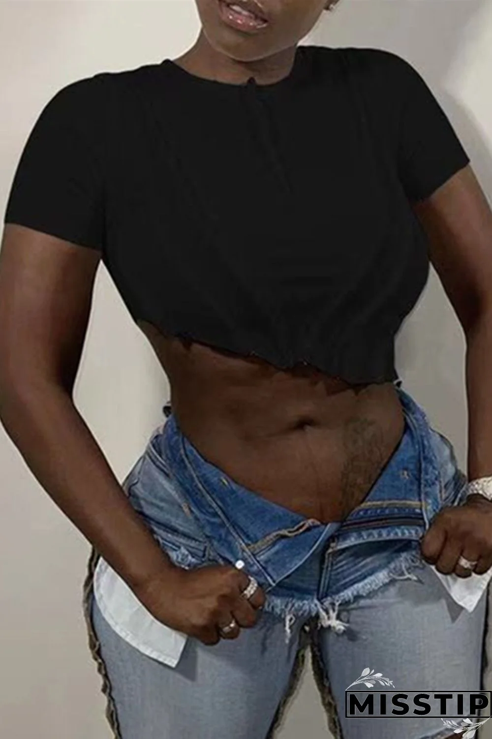 Rose Red Fashion Casual Solid Asymmetrical O Neck T-Shirts