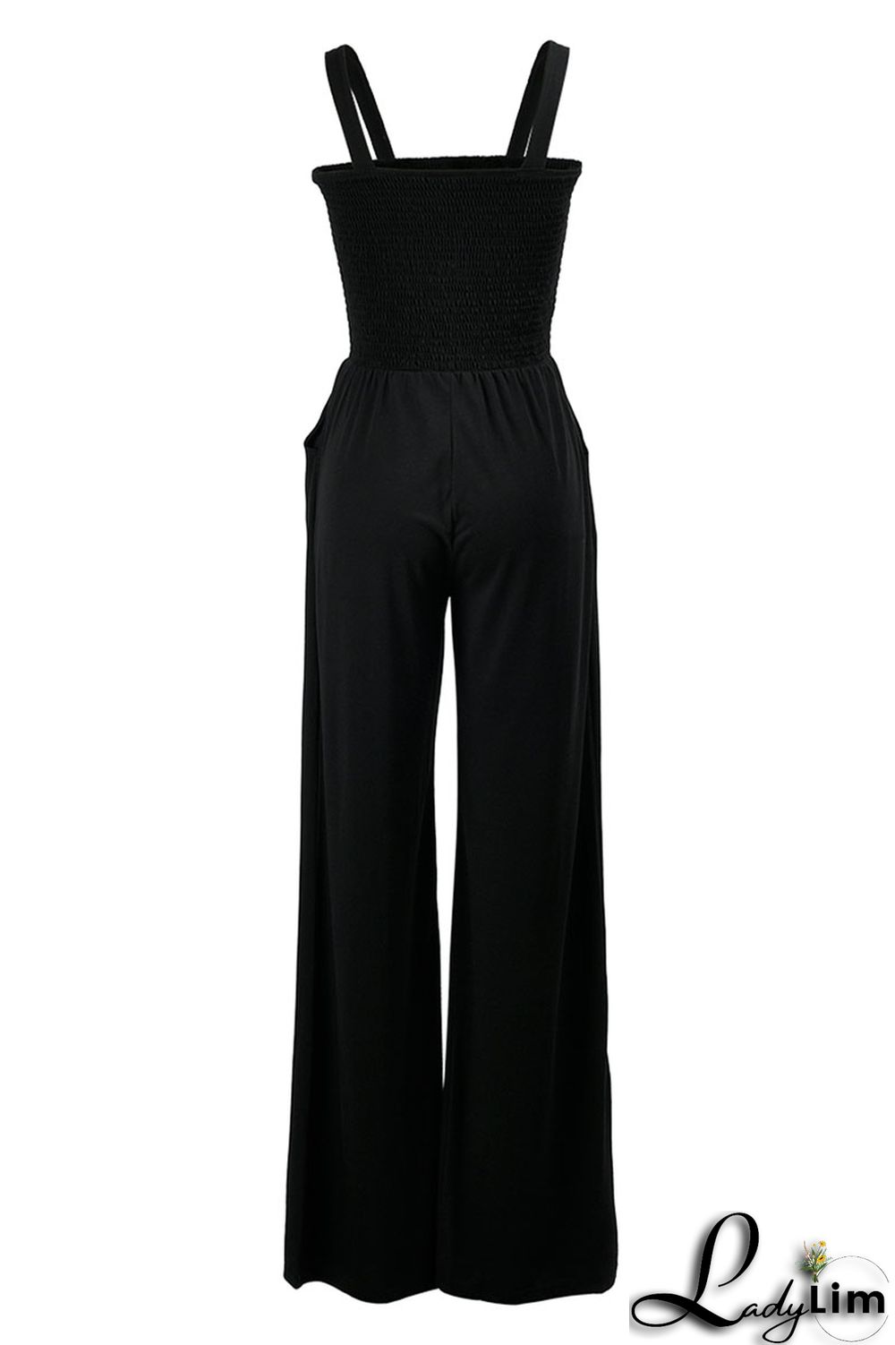 Yellow Casual Solid Patchwork Spaghetti Strap Straight Jumpsuits