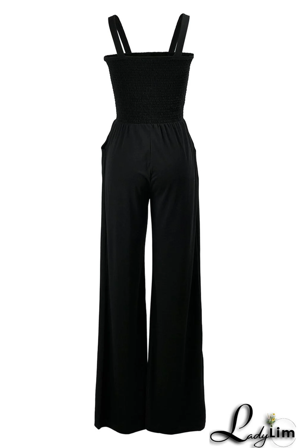 Yellow Casual Solid Patchwork Spaghetti Strap Straight Jumpsuits