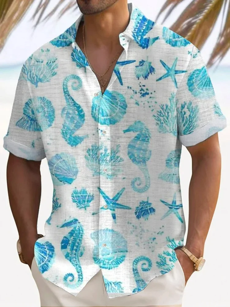 Men's Casual Hawaiian Beach Marine Animal Print Pants