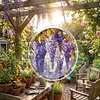 (18.5cm)DIY Acrylic Jigsaw Puzzle Window Hanging with Hanging Chain DIY Stained Glass Decoration Round Window Puzzle Decor for DIY Craft Project (Stained Glass Flower)