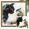 Black Cat And Sparrow-11CT Stamped Cross Stitch 40*40cm/15.75*15.75in