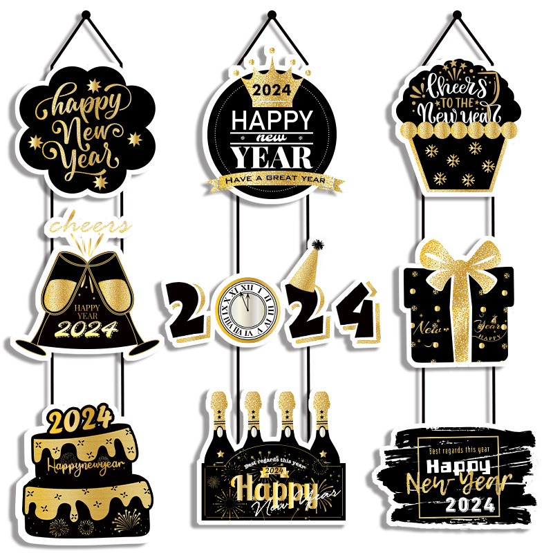 2024 New Year's Eve Gala Decor Black & Gold Party Accessories