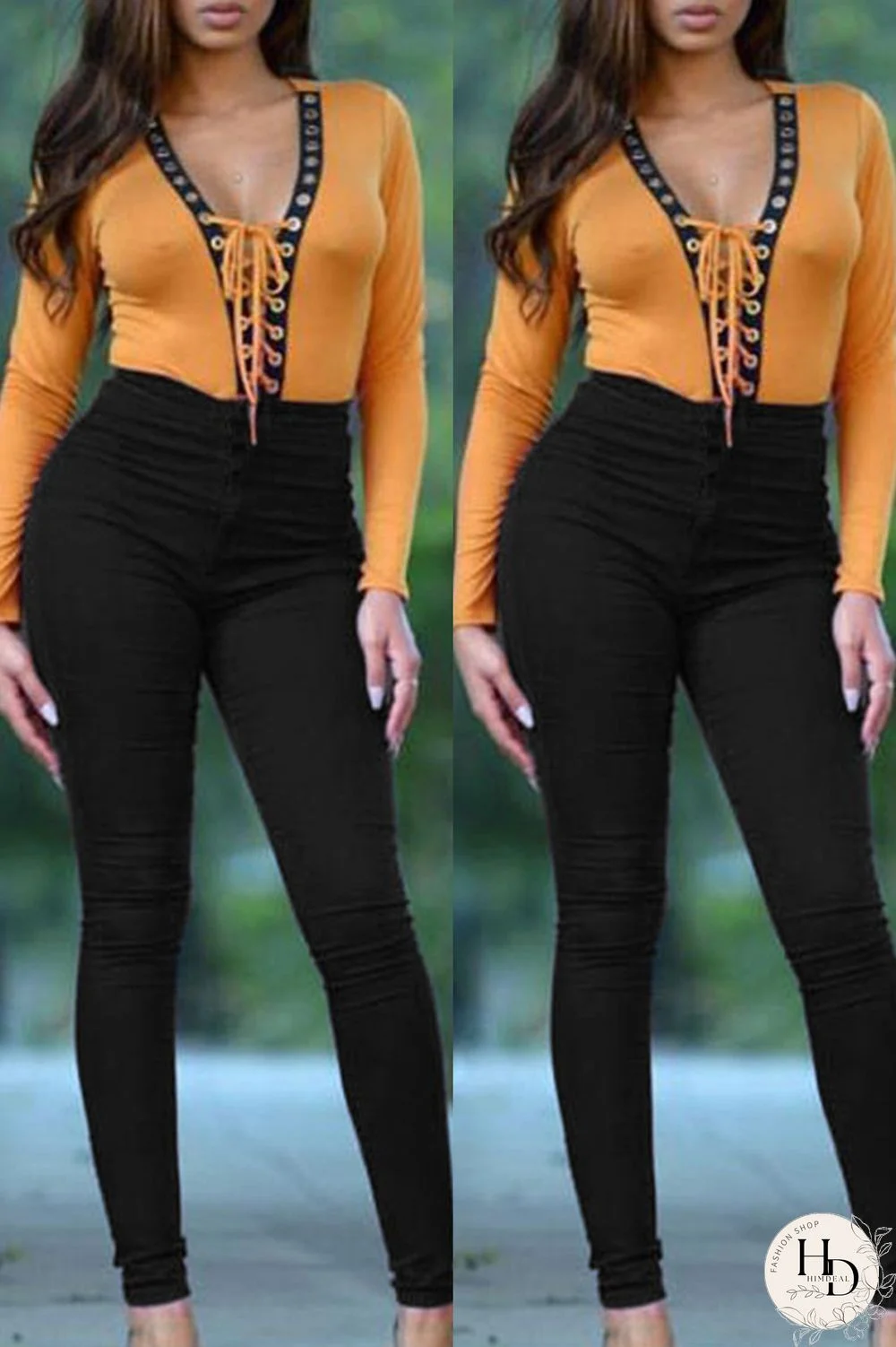 Burgundy Fashion Casual Solid Basic Skinny High Waist Pencil Trousers