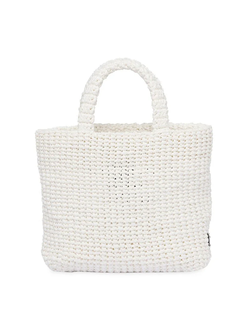Prada Small Raffia Tote Bag white