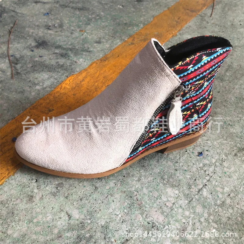 Yyvonne Large-Size Velvet-Faced Martin Boots Women 2025 Autumn And Winter New Round Head Low With Double Zipper English Short Boots