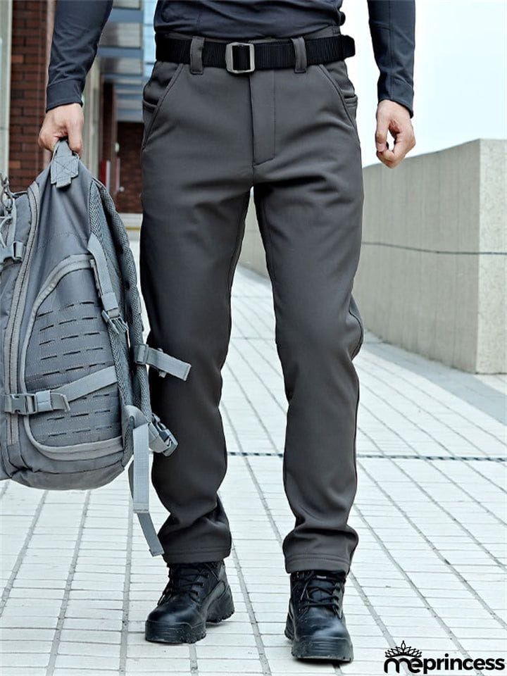 Male Relaxed Commuting Fleece Warm Long Pants