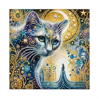 Golden Sun Moon Cat - Pearls Painting