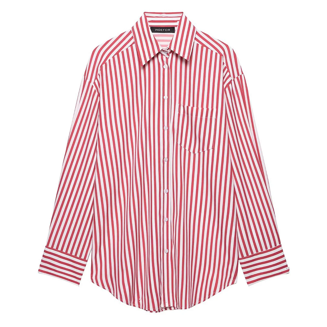 Nigikala Nigikala Spring New Striped Loose Shirt Simple With Long Sleeve Shirt Women 3217253