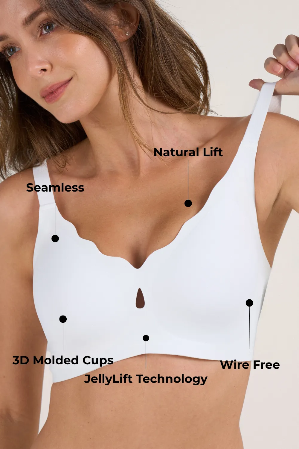 Seamless Scalloped Wireless Jelly Bra With Detail