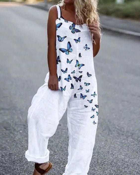Printed casual cotton jumpsuit