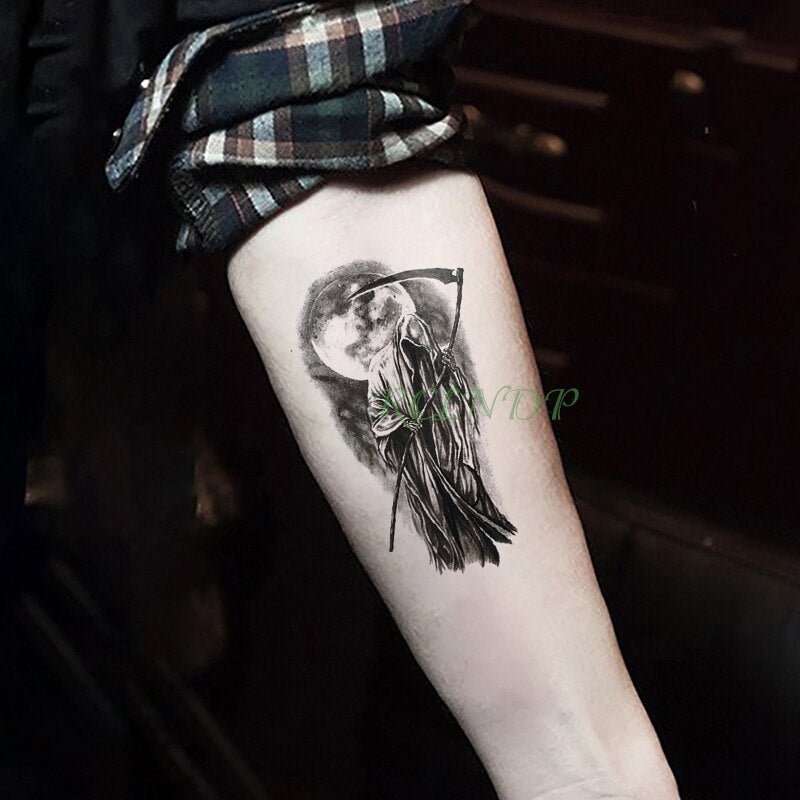 Waterproof Temporary Tattoo Sticker grim Reaper Flash Tatoo Fake Tatto arm Wrist Foot hand foot For Girl Men Women