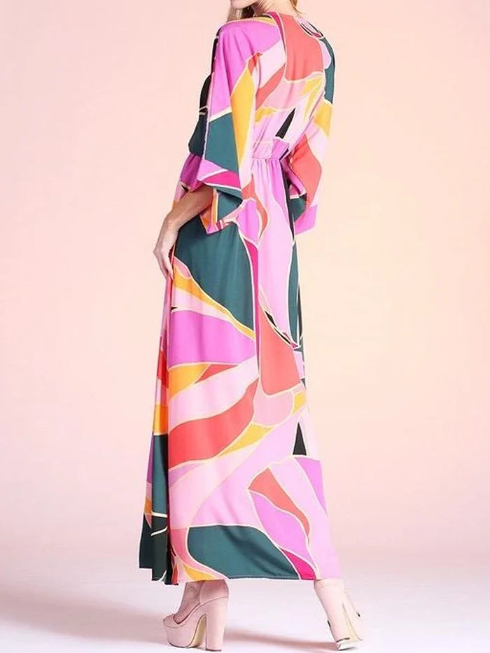 Printed Cropped Pink Cardigan Dress